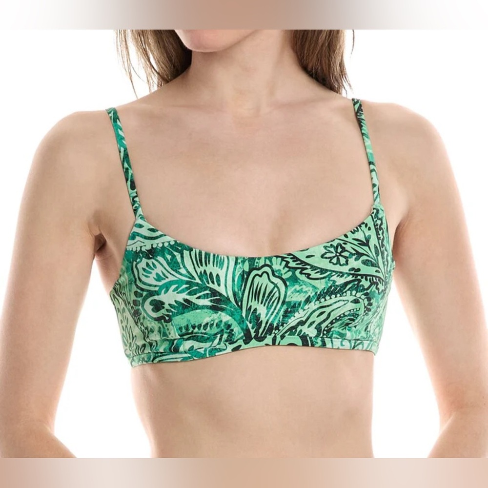 MONTE & LOU ELATION TOP Green Floral Sz 8